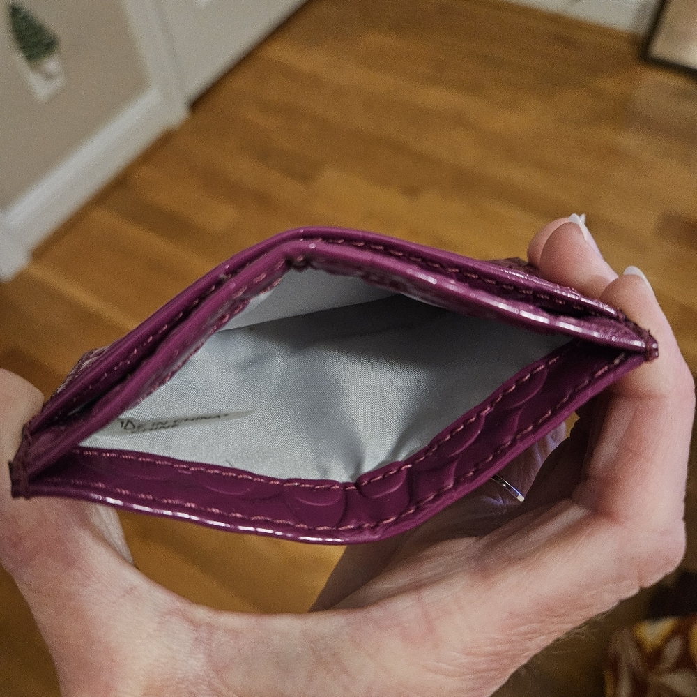 Coach Glossy Purple Card Holder - Picture 2 of 2
